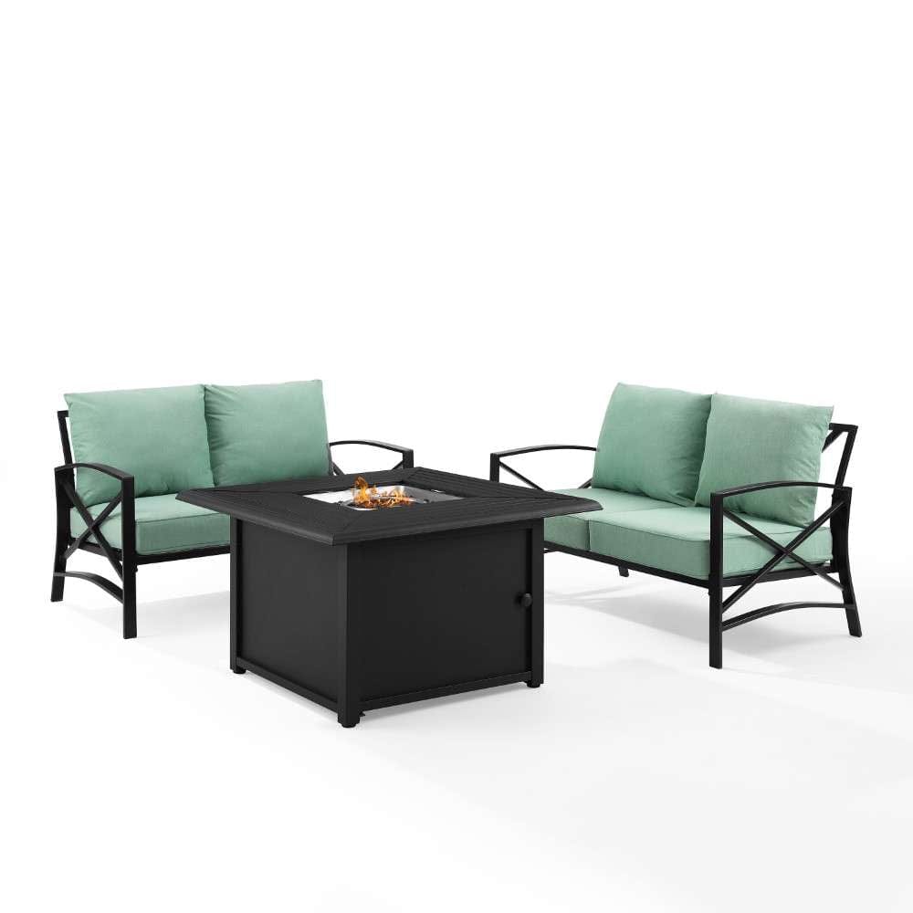 Crosley Furniture - Kaplan 3Pc Outdoor Metal Conversation Set W-Fire Table Mist-Oil Rubbed Bronze - Dante Fire Table and 2 Loveseats - KO60038BZ-MI veiw 8