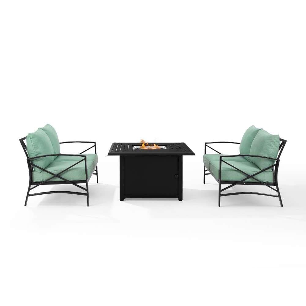Crosley Furniture - Kaplan 3Pc Outdoor Metal Conversation Set W-Fire Table Mist-Oil Rubbed Bronze - Dante Fire Table and 2 Loveseats - KO60038BZ-MI veiw 9