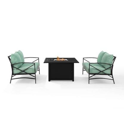 Crosley Furniture - Kaplan 3Pc Outdoor Metal Conversation Set W-Fire Table Mist-Oil Rubbed Bronze - Dante Fire Table and 2 Loveseats - KO60038BZ-MI veiw 9