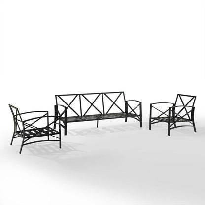 Crosley Furniture - Kaplan 3 Piece Outdoor Sofa Set Mist/Oil Rubbed Bronze - Sofa & 2 Arm Chairs - KO60030BZ-MI veiw 4