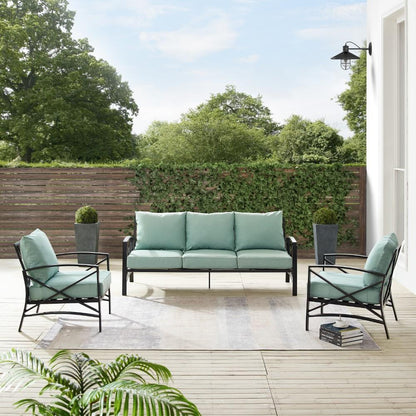 Crosley Furniture - Kaplan 3 Piece Outdoor Sofa Set Mist/Oil Rubbed Bronze - Sofa & 2 Arm Chairs - KO60030BZ-MI veiw 7