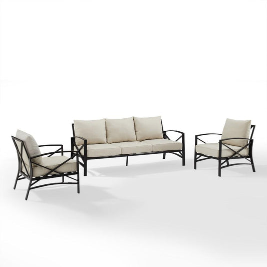 Crosley Furniture - Kaplan 3 Piece Outdoor Sofa Set Oatmeal/Oil Rubbed Bronze - Sofa & 2 Arm Chairs - KO60030BZ-OL veiw 1