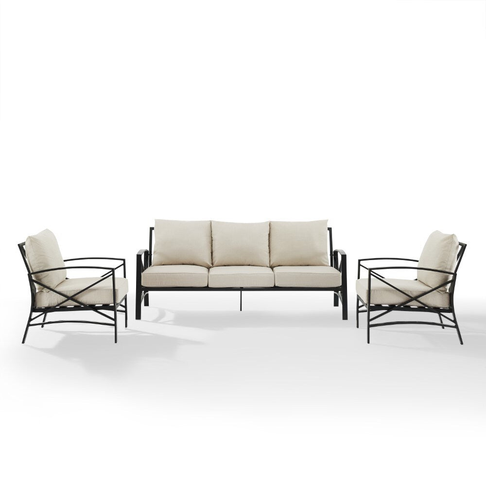 Crosley Furniture - Kaplan 3 Piece Outdoor Sofa Set Oatmeal/Oil Rubbed Bronze - Sofa & 2 Arm Chairs - KO60030BZ-OL veiw 2