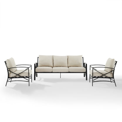 Crosley Furniture - Kaplan 3 Piece Outdoor Sofa Set Oatmeal/Oil Rubbed Bronze - Sofa & 2 Arm Chairs - KO60030BZ-OL veiw 2