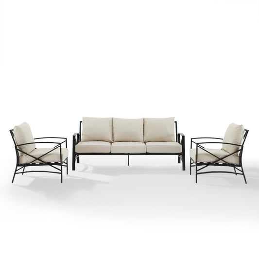 Crosley Furniture - Kaplan 3 Piece Outdoor Sofa Set Oatmeal/Oil Rubbed Bronze - Sofa & 2 Arm Chairs - KO60030BZ-OL veiw 2