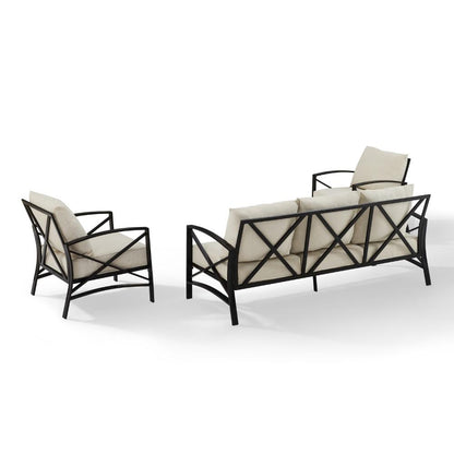 Crosley Furniture - Kaplan 3 Piece Outdoor Sofa Set Oatmeal/Oil Rubbed Bronze - Sofa & 2 Arm Chairs - KO60030BZ-OL veiw 3