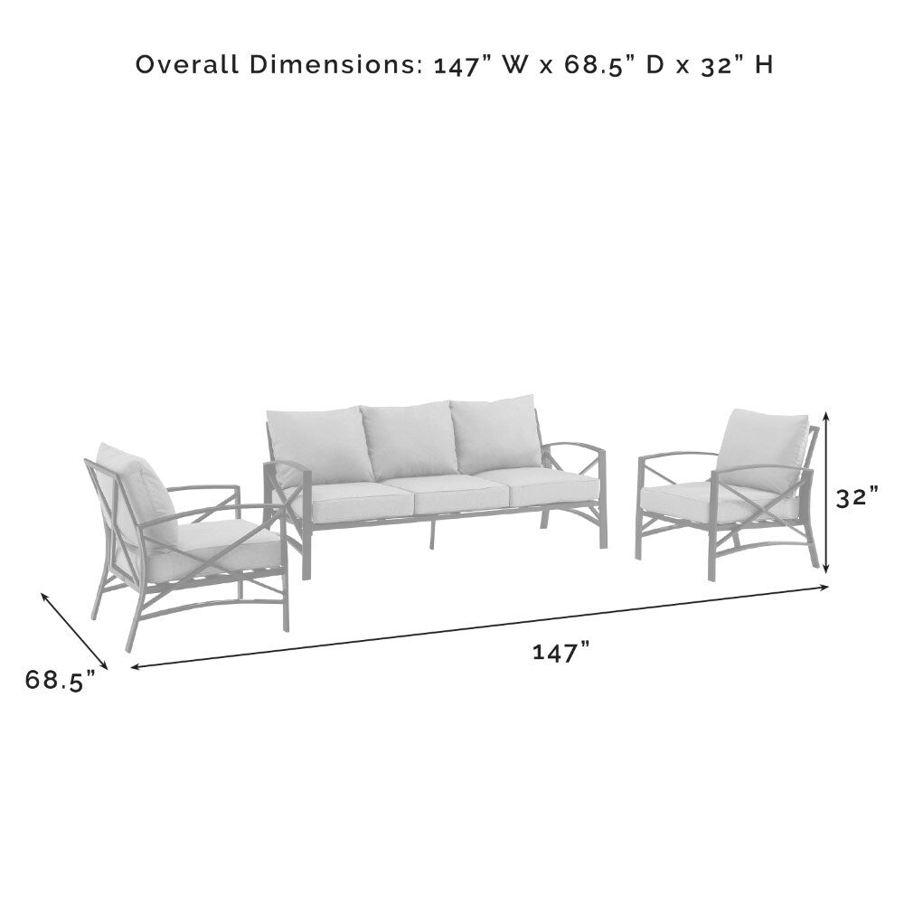 Crosley Furniture - Kaplan 3 Piece Outdoor Sofa Set Oatmeal/Oil Rubbed Bronze - Sofa & 2 Arm Chairs - KO60030BZ-OL veiw 6