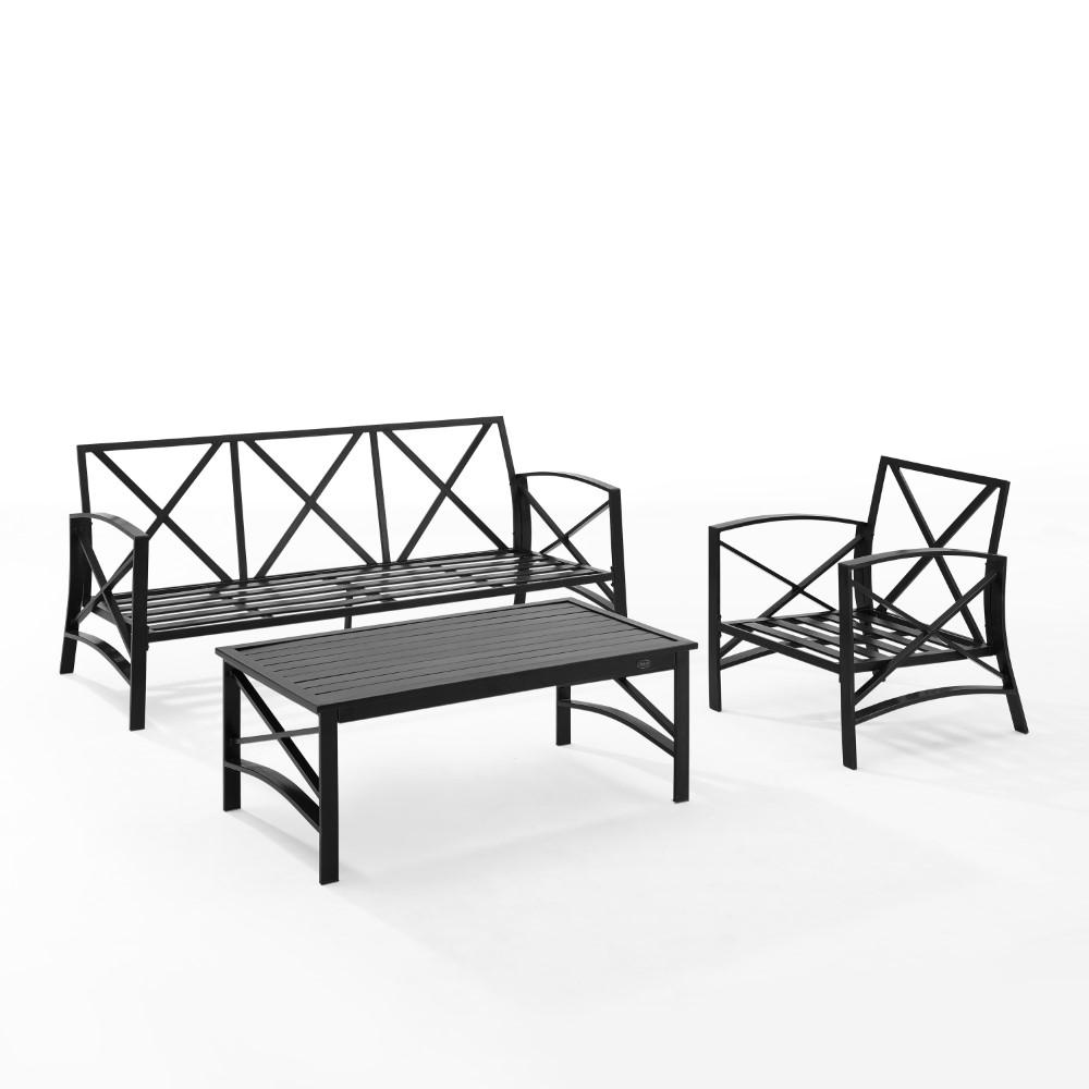 Crosley Furniture - Kaplan 3 Piece Outdoor Sofa Set Mist/Oil Rubbed Bronze - Sofa, Arm Chair, & Coffee Table - KO60031BZ-MI veiw 4