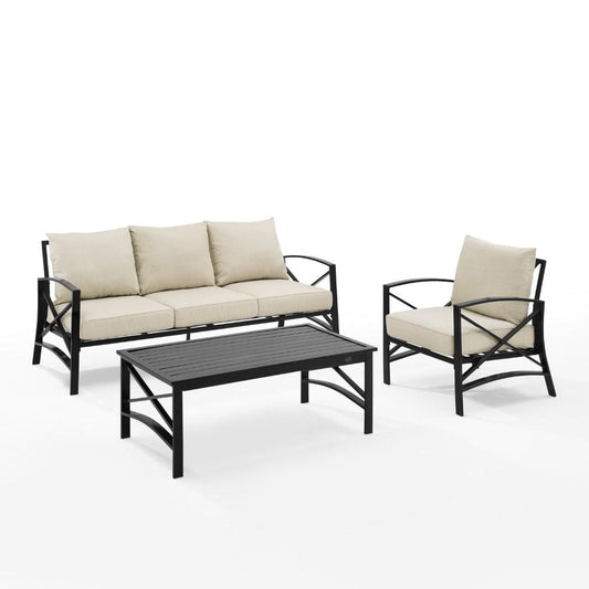 Crosley Furniture - Kaplan 3 Piece Outdoor Sofa Set Oatmeal/Oil Rubbed Bronze - Sofa, Arm Chair, & Coffee Table - KO60031BZ-OL veiw 1