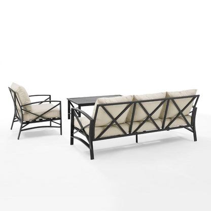 Crosley Furniture - Kaplan 3 Piece Outdoor Sofa Set Oatmeal/Oil Rubbed Bronze - Sofa, Arm Chair, & Coffee Table - KO60031BZ-OL veiw 3