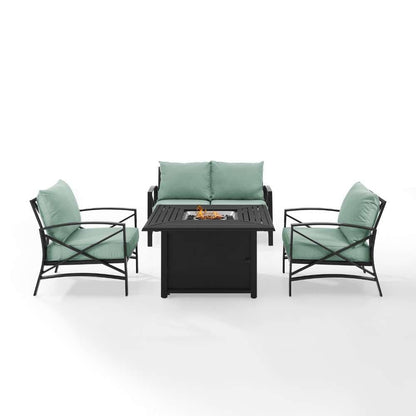 Crosley Furniture - Kaplan 4Pc Outdoor Metal Conversation Set W-Fire Table Mist-Oil Rubbed Bronze - Loveseat, Dante Fire Table, and 2 Arm Chairs - KO60037BZ-MI veiw 9