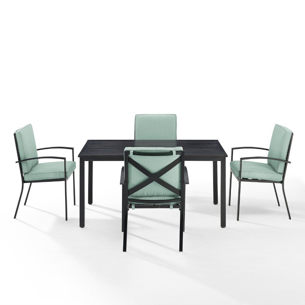 Crosley Furniture - Kaplan 5 Piece Outdoor Dining Set Mist/Oil Rubbed Bronze - Table & 4 Chairs - KO60019BZ-MI veiw 2