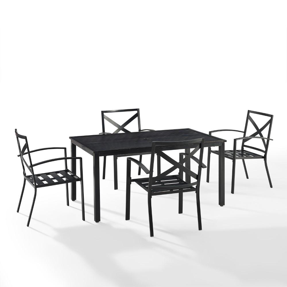 Crosley Furniture - Kaplan 5 Piece Outdoor Dining Set Mist/Oil Rubbed Bronze - Table & 4 Chairs - KO60019BZ-MI veiw 3