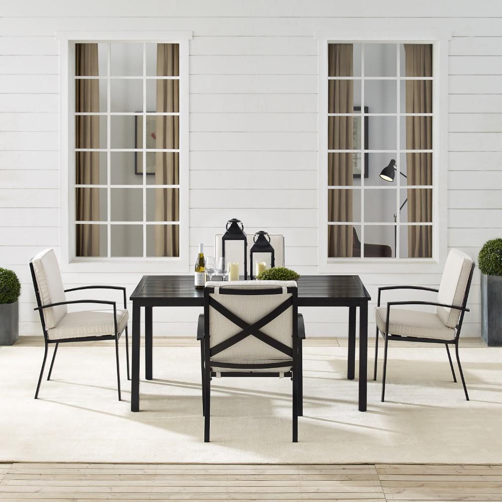 Crosley Furniture - Kaplan 5 Piece Outdoor Dining Set Oatmeal/Oil Rubbed Bronze - Table & 4 Chairs - KO60019BZ-OL veiw 7