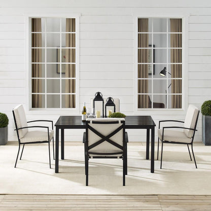 Crosley Furniture - Kaplan 5 Piece Outdoor Dining Set Oatmeal/Oil Rubbed Bronze - Table & 4 Chairs - KO60019BZ-OL veiw 7