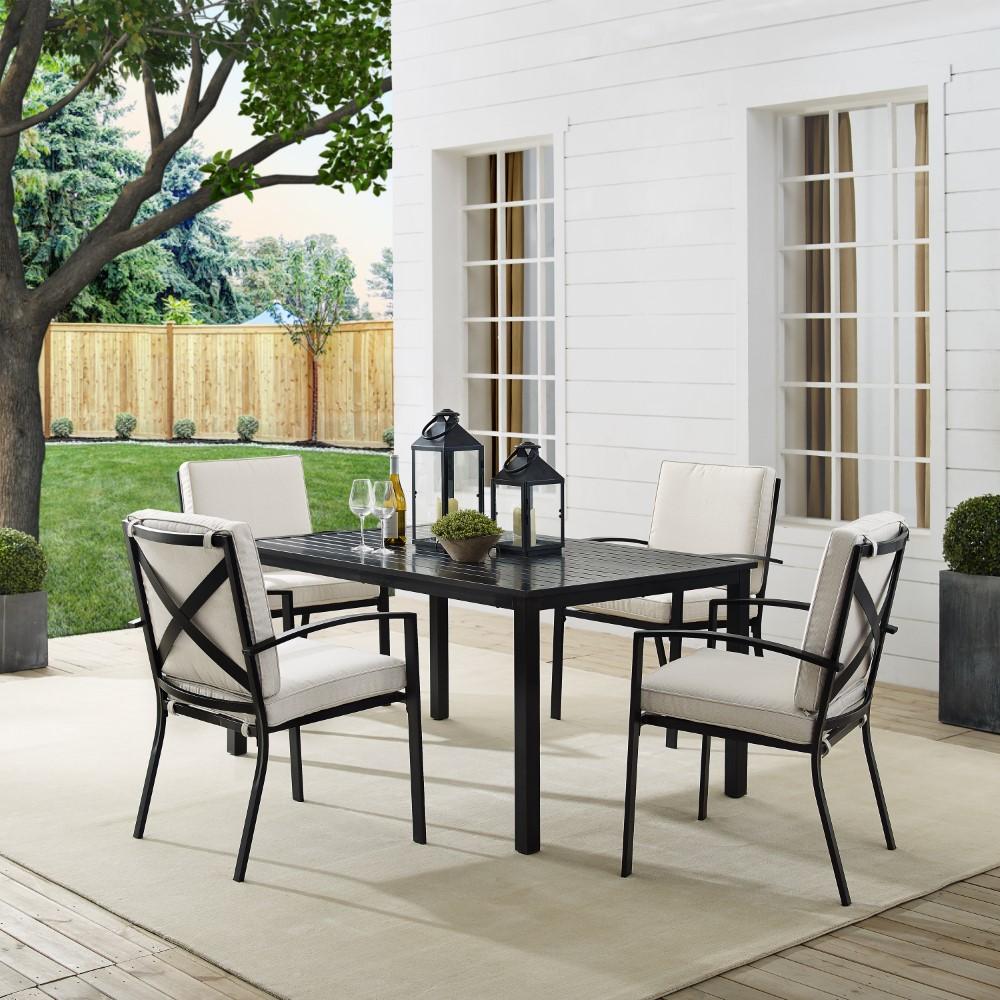 Crosley Furniture - Kaplan 5 Piece Outdoor Dining Set Oatmeal/Oil Rubbed Bronze - Table & 4 Chairs - KO60019BZ-OL veiw 8