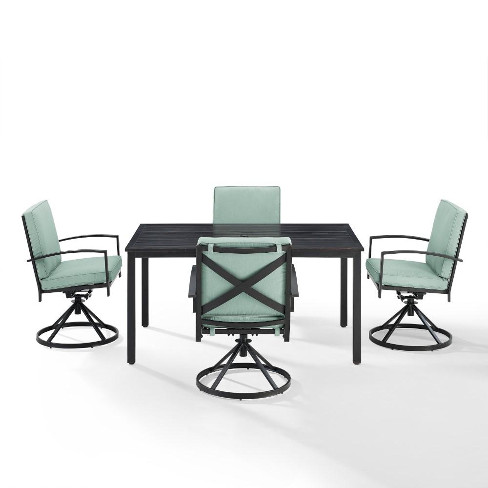 Crosley Furniture - Kaplan 5 Piece Outdoor Dining Set Mist/Oil Rubbed Bronze - Table & 4 Swivel Chairs - KO60021BZ-MI veiw 2