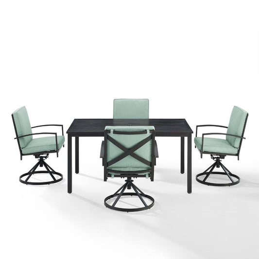 Crosley Furniture - Kaplan 5 Piece Outdoor Dining Set Mist/Oil Rubbed Bronze - Table & 4 Swivel Chairs - KO60021BZ-MI veiw 2