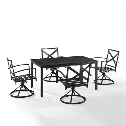 Crosley Furniture - Kaplan 5 Piece Outdoor Dining Set Mist/Oil Rubbed Bronze - Table & 4 Swivel Chairs - KO60021BZ-MI veiw 3