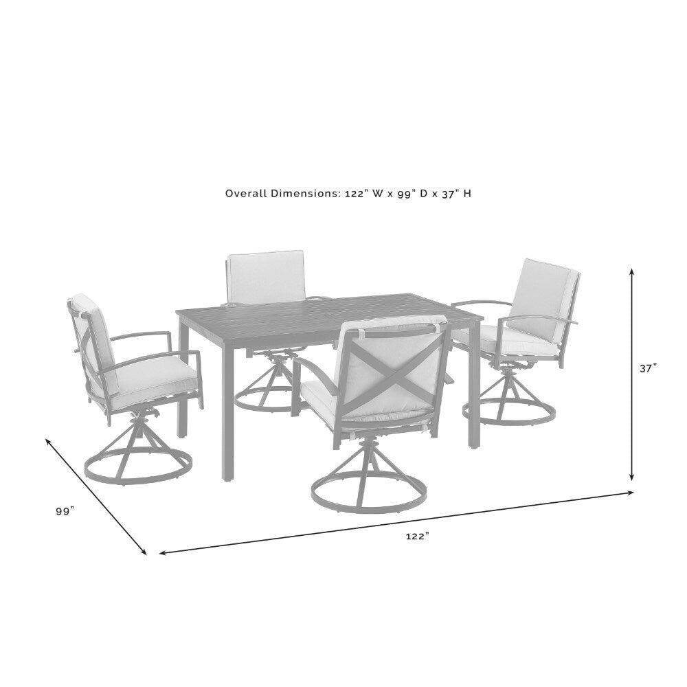 Crosley Furniture - Kaplan 5 Piece Outdoor Dining Set Mist/Oil Rubbed Bronze - Table & 4 Swivel Chairs - KO60021BZ-MI veiw 4