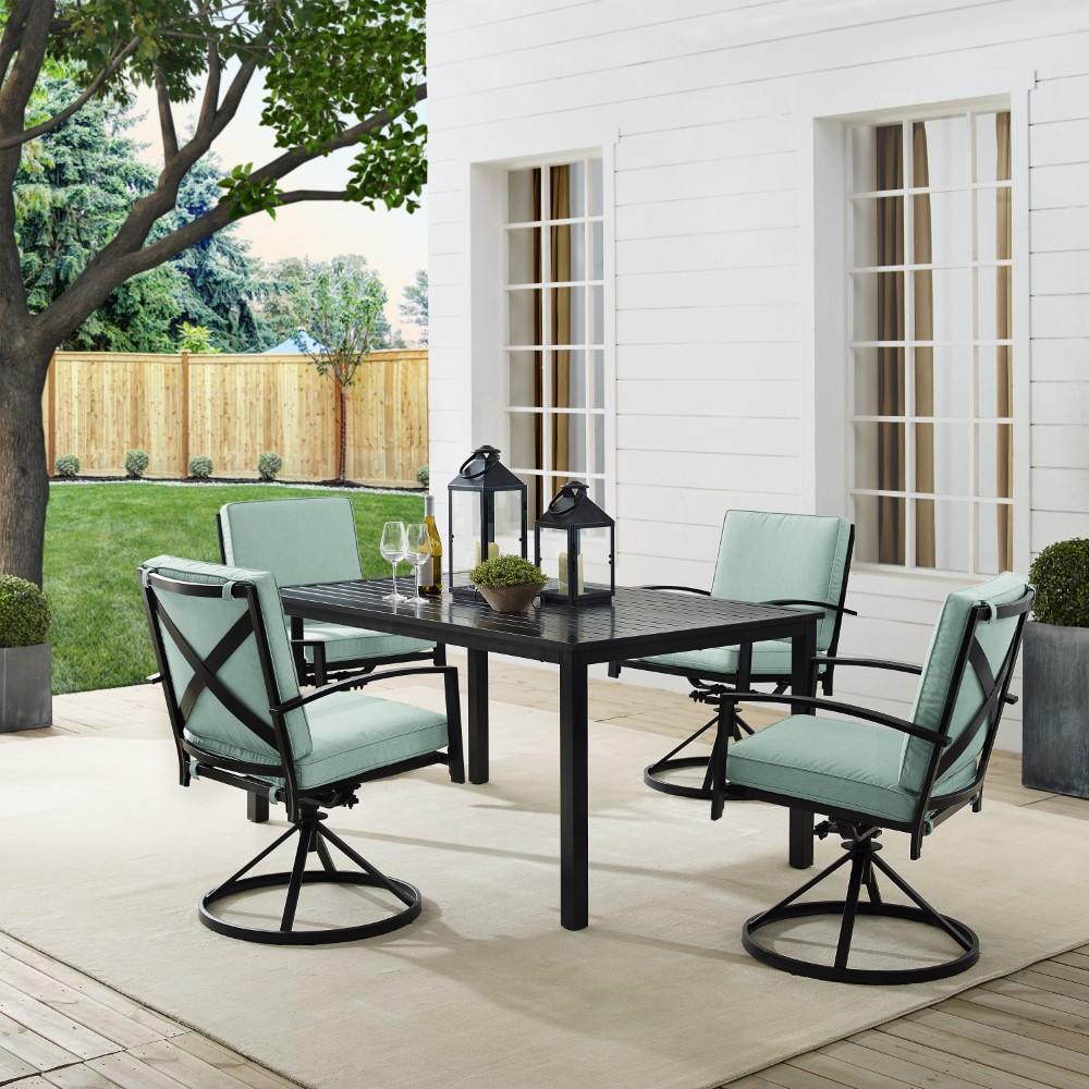 Crosley Furniture - Kaplan 5 Piece Outdoor Dining Set Mist/Oil Rubbed Bronze - Table & 4 Swivel Chairs - KO60021BZ-MI veiw 8