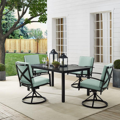 Crosley Furniture - Kaplan 5 Piece Outdoor Dining Set Mist/Oil Rubbed Bronze - Table & 4 Swivel Chairs - KO60021BZ-MI veiw 8