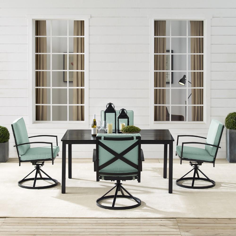 Crosley Furniture - Kaplan 5 Piece Outdoor Dining Set Mist/Oil Rubbed Bronze - Table & 4 Swivel Chairs - KO60021BZ-MI veiw 9