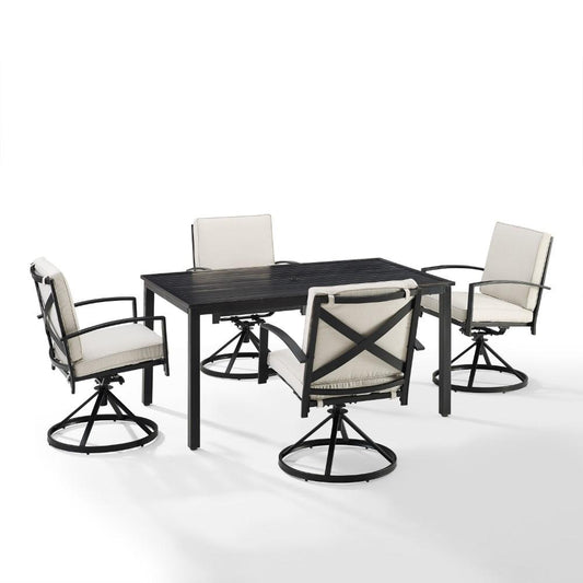 Crosley Furniture - Kaplan 5 Piece Outdoor Dining Set Oatmeal/Oil Rubbed Bronze - Table & 4 Swivel Chairs - KO60021BZ-OL veiw 1