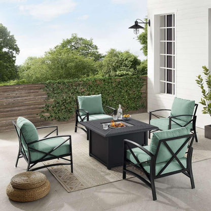 Crosley Furniture - Kaplan 5Pc Outdoor Metal Conversation Set W-Fire Table Mist-Oil Rubbed Bronze - Dante Fire Table and 4 Arm Chairs - KO60035BZ-MI veiw 1