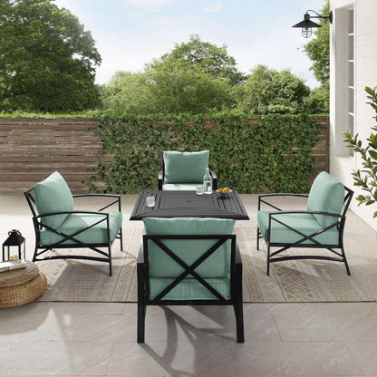 Crosley Furniture - Kaplan 5Pc Outdoor Metal Conversation Set W-Fire Table Mist-Oil Rubbed Bronze - Dante Fire Table and 4 Arm Chairs - KO60035BZ-MI veiw 4