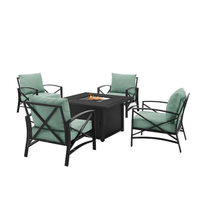 Crosley Furniture - Kaplan 5Pc Outdoor Metal Conversation Set W-Fire Table Mist-Oil Rubbed Bronze - Dante Fire Table and 4 Arm Chairs - KO60035BZ-MI veiw 5