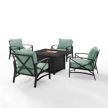 Crosley Furniture - Kaplan 5Pc Outdoor Metal Conversation Set W-Fire Table Mist-Oil Rubbed Bronze - Dante Fire Table and 4 Arm Chairs - KO60035BZ-MI veiw 8