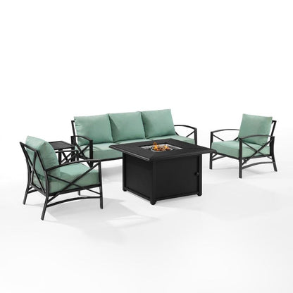 Crosley Furniture - Kaplan 5 Piece Outdoor Sofa Set With Fire Table Mist/Oil Rubbed Bronze - Sofa, Dante Fire Table, Side Table, & 2 Arm Chairs - KO60036BZ-MI veiw 1