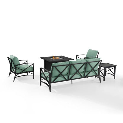 Crosley Furniture - Kaplan 5 Piece Outdoor Sofa Set With Fire Table Mist/Oil Rubbed Bronze - Sofa, Dante Fire Table, Side Table, & 2 Arm Chairs - KO60036BZ-MI veiw 3