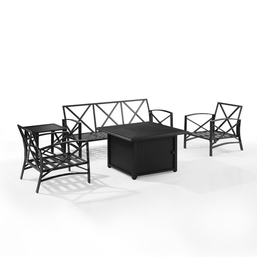 Crosley Furniture - Kaplan 5 Piece Outdoor Sofa Set With Fire Table Mist/Oil Rubbed Bronze - Sofa, Dante Fire Table, Side Table, & 2 Arm Chairs - KO60036BZ-MI veiw 4