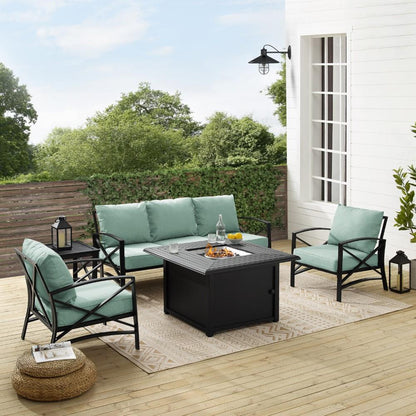 Crosley Furniture - Kaplan 5 Piece Outdoor Sofa Set With Fire Table Mist/Oil Rubbed Bronze - Sofa, Dante Fire Table, Side Table, & 2 Arm Chairs - KO60036BZ-MI veiw 8