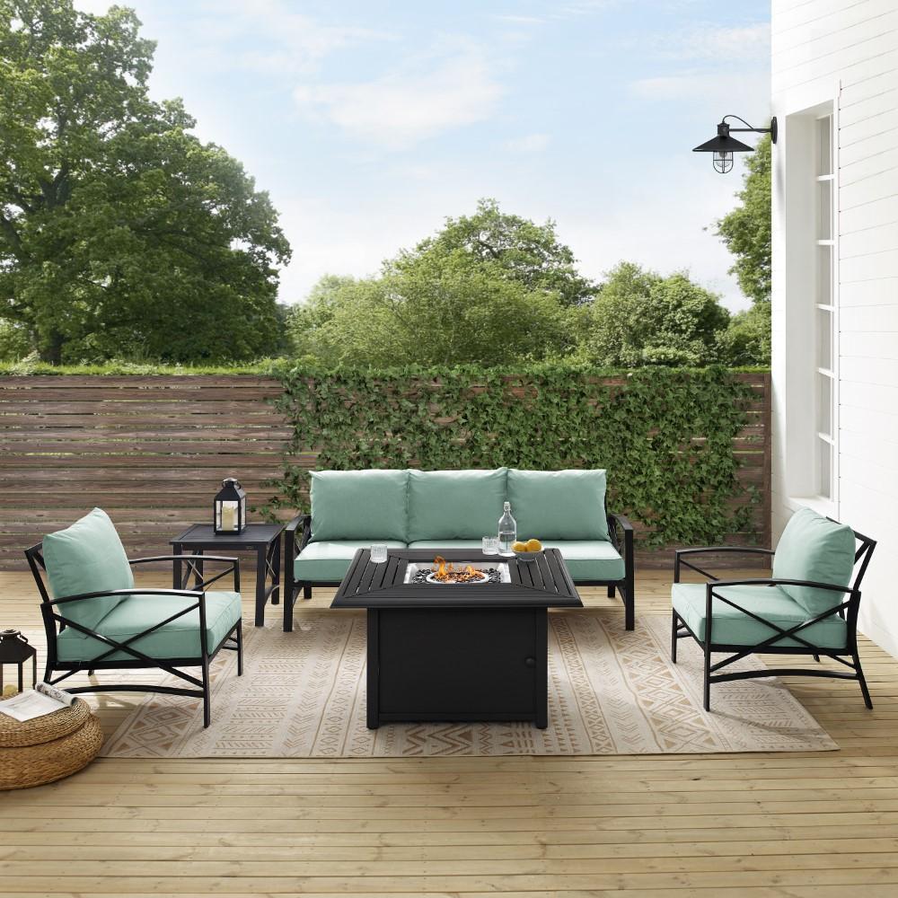 Crosley Furniture - Kaplan 5 Piece Outdoor Sofa Set With Fire Table Mist/Oil Rubbed Bronze - Sofa, Dante Fire Table, Side Table, & 2 Arm Chairs - KO60036BZ-MI veiw 9