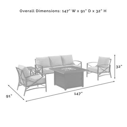 Crosley Furniture - Kaplan 5 Piece Outdoor Sofa Set With Fire Table Mist/Oil Rubbed Bronze - Sofa, Dante Fire Table, Side Table, & 2 Arm Chairs - KO60036BZ-MI veiw 11