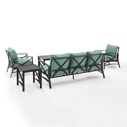 Crosley Furniture - Kaplan 5 Piece Outdoor Sofa Set Mist/Oil Rubbed Bronze - Sofa, Coffee Table, Side Table, & 2 Arm Chairs - KO60032BZ-MI veiw 3