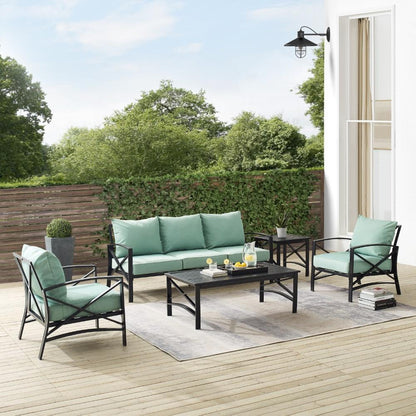Crosley Furniture - Kaplan 5 Piece Outdoor Sofa Set Mist/Oil Rubbed Bronze - Sofa, Coffee Table, Side Table, & 2 Arm Chairs - KO60032BZ-MI veiw 8