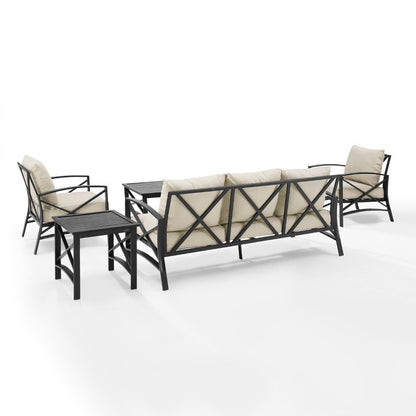 Crosley Furniture - Kaplan 5 Piece Outdoor Sofa Set Oatmeal/Oil Rubbed Bronze - Sofa, Coffee Table, Side Table, & 2 Arm Chairs - KO60032BZ-OL veiw 3