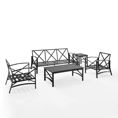 Crosley Furniture - Kaplan 5 Piece Outdoor Sofa Set Oatmeal/Oil Rubbed Bronze - Sofa, Coffee Table, Side Table, & 2 Arm Chairs - KO60032BZ-OL veiw 4