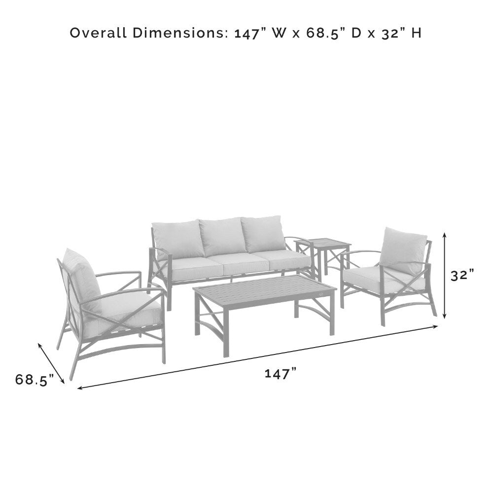 Crosley Furniture - Kaplan 5 Piece Outdoor Sofa Set Oatmeal/Oil Rubbed Bronze - Sofa, Coffee Table, Side Table, & 2 Arm Chairs - KO60032BZ-OL veiw 6