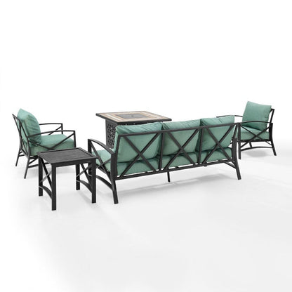 Crosley Furniture - Kaplan 5 Piece Outdoor Sofa Set With Fire Table Mist/Oil Rubbed Bronze - Sofa, Side Table, Fire Table, & 2 Chairs - KO60034BZ-MI veiw 3