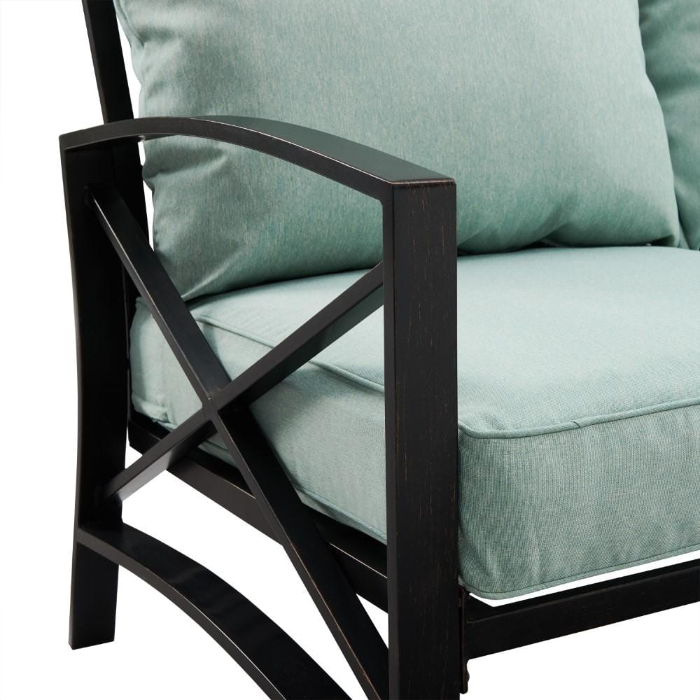 Crosley Furniture - Kaplan 5 Piece Outdoor Sofa Set With Fire Table Mist/Oil Rubbed Bronze - Sofa, Side Table, Fire Table, & 2 Chairs - KO60034BZ-MI veiw 5
