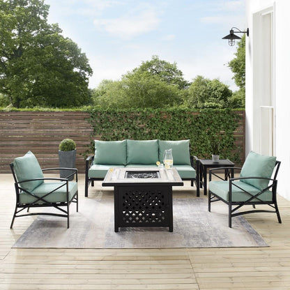Crosley Furniture - Kaplan 5 Piece Outdoor Sofa Set With Fire Table Mist/Oil Rubbed Bronze - Sofa, Side Table, Fire Table, & 2 Chairs - KO60034BZ-MI veiw 7