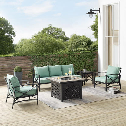 Crosley Furniture - Kaplan 5 Piece Outdoor Sofa Set With Fire Table Mist/Oil Rubbed Bronze - Sofa, Side Table, Fire Table, & 2 Chairs - KO60034BZ-MI veiw 8