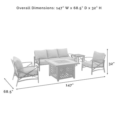Crosley Furniture - Kaplan 5 Piece Outdoor Sofa Set With Fire Table Oatmeal/Oil Rubbed Bronze - Sofa, Side Table, Fire Table, & 2 Chairs - KO60034BZ-OL veiw 6