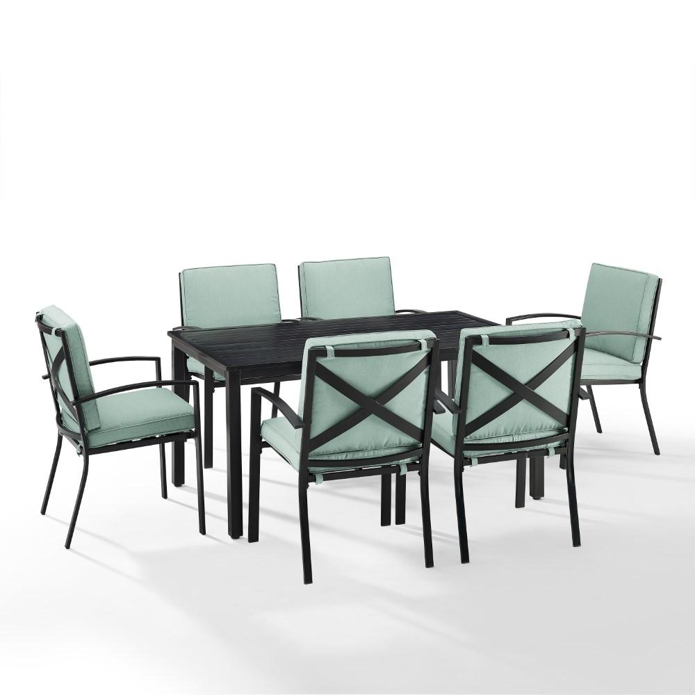 Crosley Furniture - Kaplan 7 Piece Outdoor Dining Set Mist/Oil Rubbed Bronze - Table & 6 Chairs - KO60020BZ-MI veiw 1