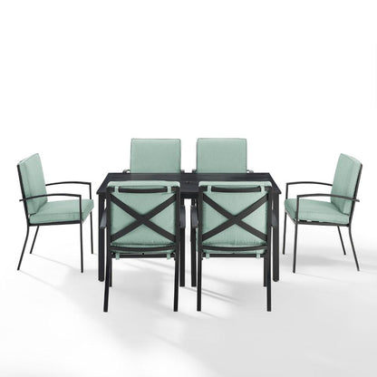 Crosley Furniture - Kaplan 7 Piece Outdoor Dining Set Mist/Oil Rubbed Bronze - Table & 6 Chairs - KO60020BZ-MI veiw 2